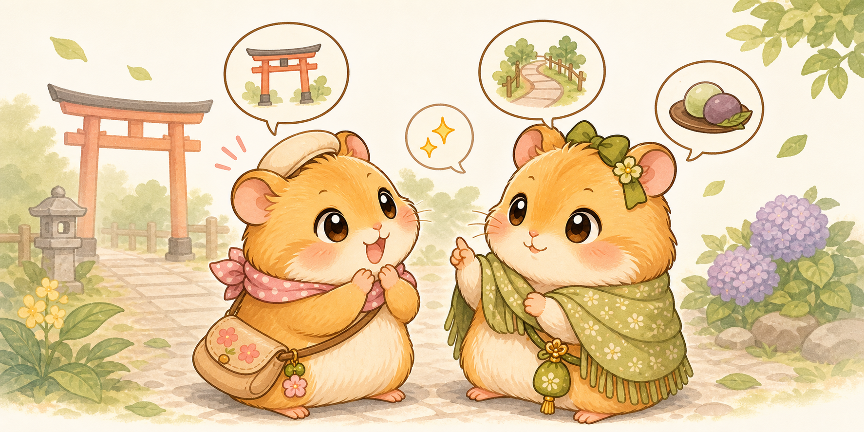 てんさんとここちゃんの同行会話イラスト