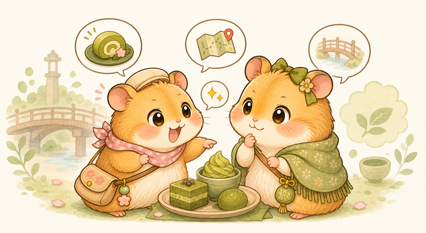 てんさんとここちゃんの同行会話イラスト