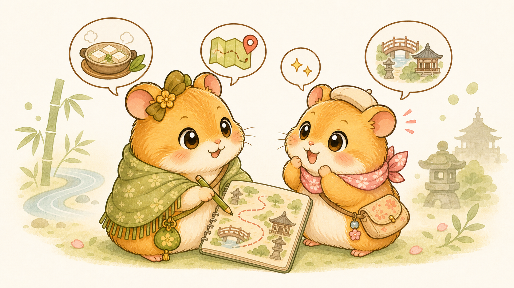 てんさんとここちゃんの同行会話イラスト