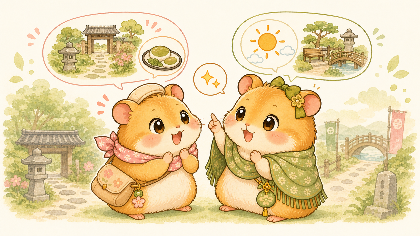 てんさんとここちゃんの同行会話イラスト